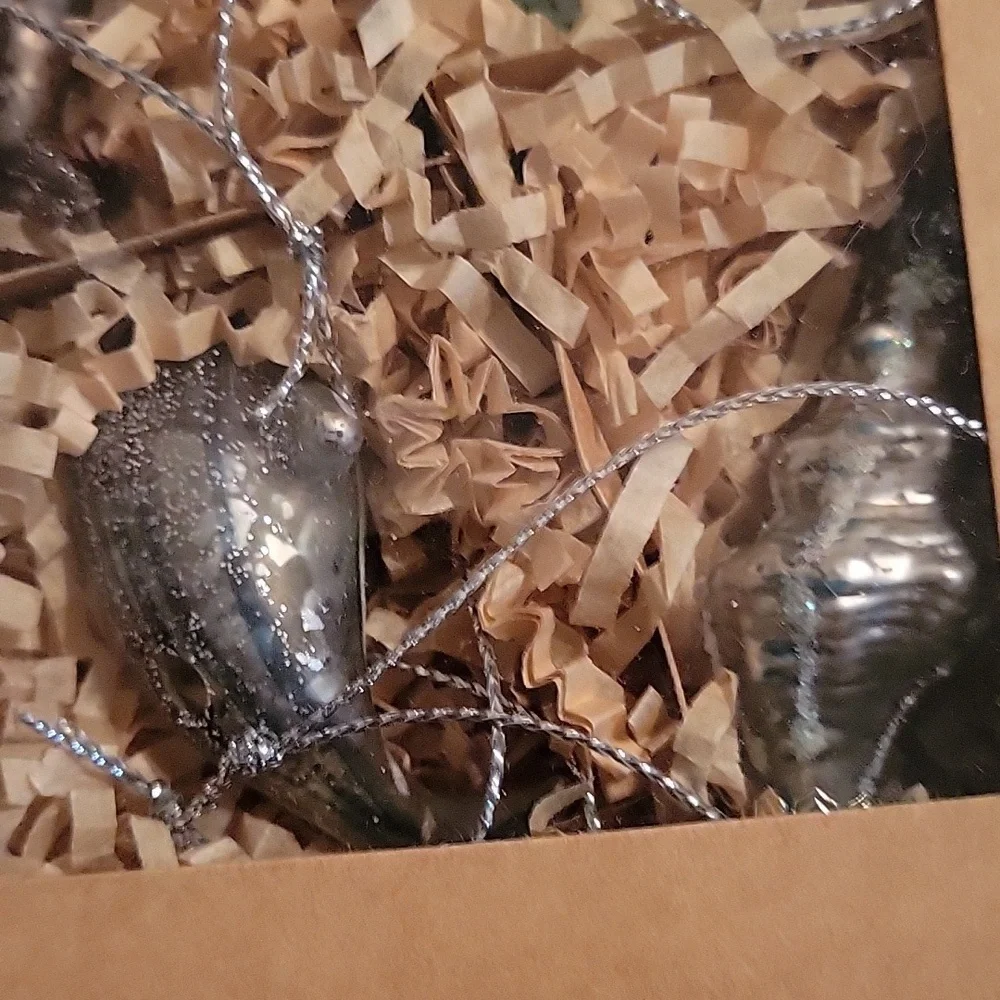 Paper Source Silver Sealife Ornaments - Set of 4 New